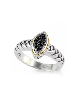 Effy 925 Sterling Silver & 18k Gold Black Diamond Ring