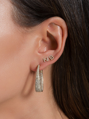 14kt White Gold Diamond Initial Stud Earring