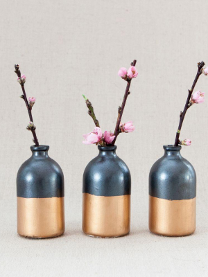Black + Gold Minimalist Bud Vases // Set Of Three
