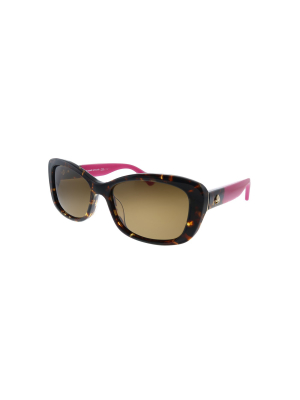 Kate Spade Ks Claretta/p/s 0t4 Womens Rectangle Polarized Sunglasses Havana Pink 53mm