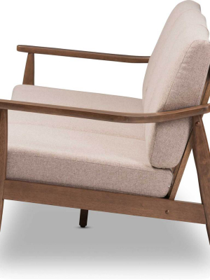 Vega Fabric Upholstered Sofa Light Brown/walnut