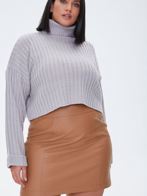 Plus Size Ribbed Turtleneck Sweater