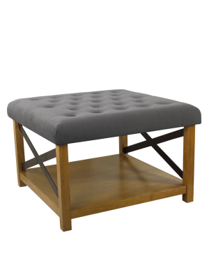 Tufted Ottoman With Wooden Storage - Homepop