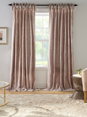 Korena Tie-top Crushed Velvet Window Curtain Panel - Elrene Home Fashions