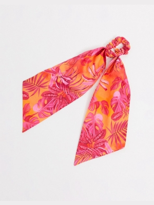 Asos Design Hair Scarf In Hot Pink Floral Print