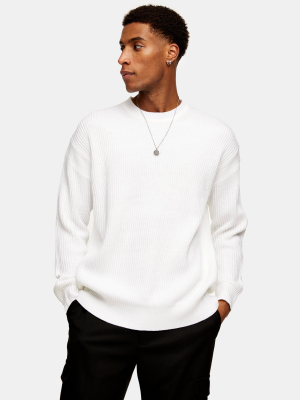 White Oversized Knitted Sweater