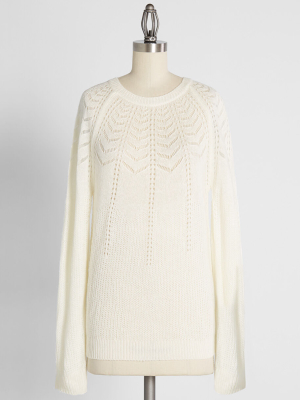 Soft And Sophisticated Pointelle Pullover Sweater