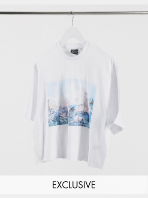 Reclaimed Vintage Inspired Scenic Print T-shirt In White