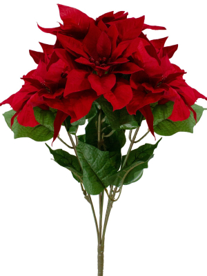 Northlight 20" Red And Green Artificial Poinsettia Christmas Pick