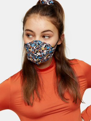 Ditsy Floral Print Scrunchie And Fashion Face Mask*