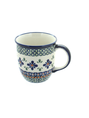 Blue Rose Polish Pottery Mosaic Flower Plain Coffee Mug