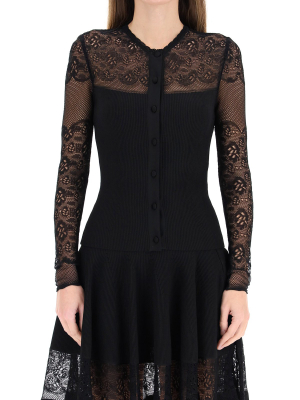 Alexander Mcqueen Lace Ribbed Cardigan