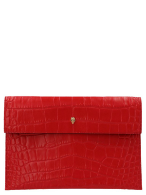 Alexander Mcqueen Skull Embossed Envelope Clutch