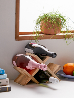 Mango Wood Cross Hatch Wine Rack