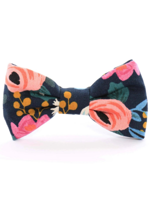 Rosa Floral Navy Dog Bow Tie