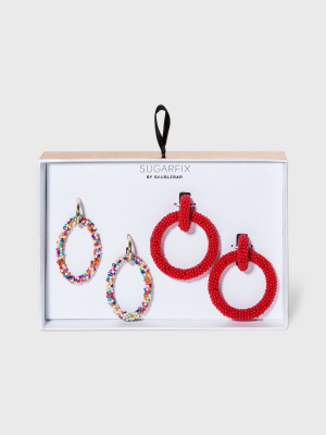 Sugarfix By Baublebar Beaded Hoop Earring Set 2pc