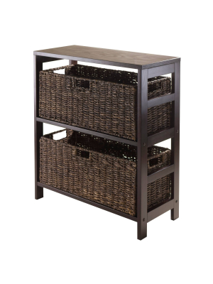 3pc Granville Set Storage Shelf With Baskets Espresso Brown - Winsome