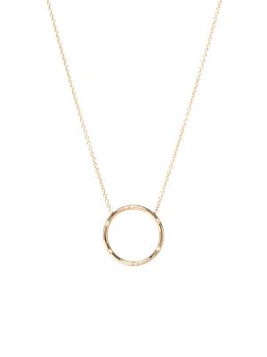 14k Circle Scattered Diamond Necklace