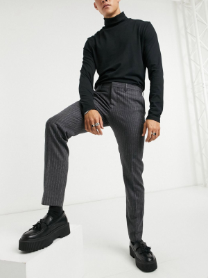 Shelby & Sons Slim Fit Suit Pants In Charcoal Stripe