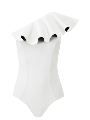 Arden White Flounce Maillot