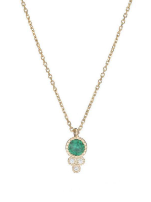 Round Emerald Crown Necklace