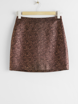 Metallic Rose Jacquard Mini Skirt