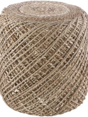 Durban Hand Woven Pouf In Taupe