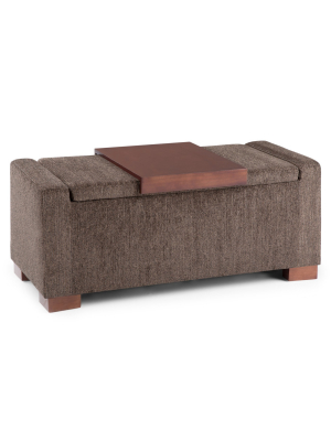 42" Crosby Lift Top Storage Ottoman Deep Umber Brown Fabric - Wyndenhall