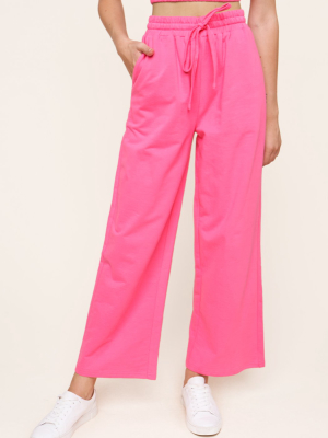 Deanna French Terry Knit Wide Leg Pants