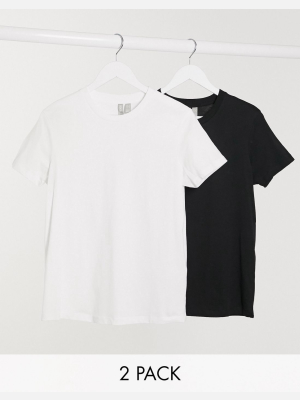 Asos Design Ultimate Organic Cotton T-shirt With Crew Neck 2 Pack Save