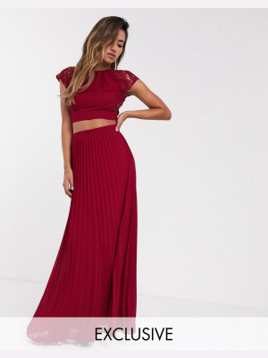 Tfnc Bridesmaid Pleated Maxi Skirt In Wine