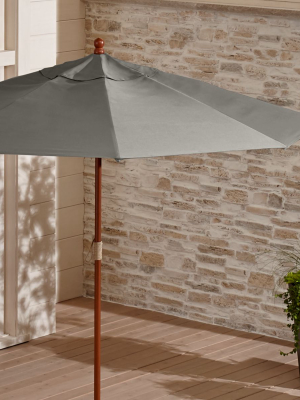 9' Round Sunbrella ® Graphite Patio Umbrella With Fsc Eucalyptus Frame