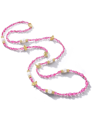 Wonderland  Pink Spinel & Pearl Bead Necklace