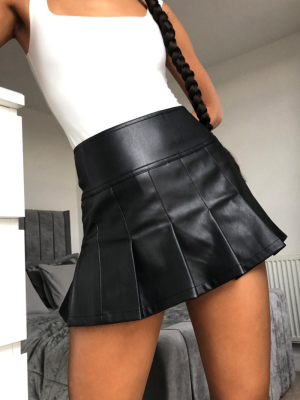 Uo Faux Leather Pleated Mini Skirt