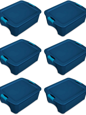 Sterilite 12 Gallon Latch And Carry Storage Tote, True Blue (6 Pack) | 14447406