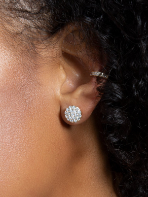 14kt Rose Gold Large Diamond Disc Stud Earrings