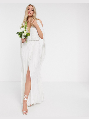 Asos Edition Samantha Beaded Wedding Dress With Drape Sleeves