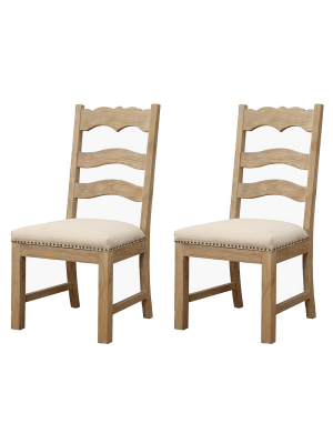 Emerald Home Barcelona Armless Modern Rustic Wood Dining Room Chair With Upholstered Seat, Rustic Pine, 2 Pack