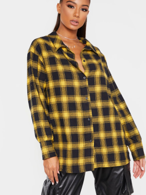 Yellow Checked Oversized Shirt