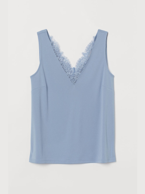 Sleeveless Lace-detail Top