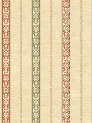 Imperial Stripe Wallpaper In Red & Gold From The Caspia Collection By Wallquest