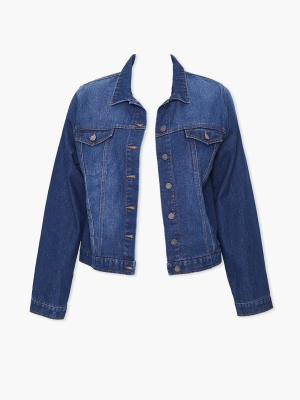 Plus Size Button-front Denim Jacket