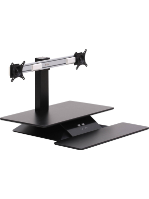 Lorell Sit-to-stand Electric Desk Riser With Monitor Stand - Black