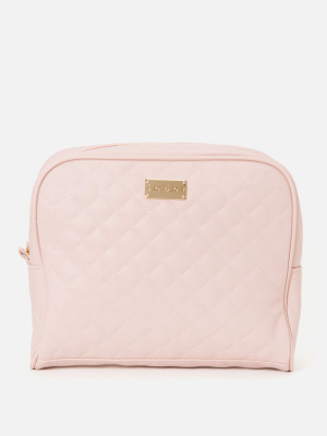 Pink Quilted Cosmetic Bag