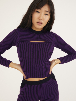 The Ragged Priest Striped Cutout Top