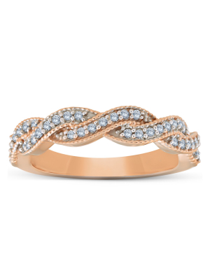 Pompeii3 1/3 Ct Diamond Infinity Womens Wedding Anniversary Ring 14k Rose Gold Band