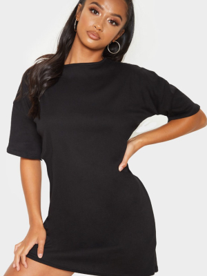 Petite Black Oversized T Shirt Dress