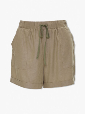 Plus Size Linen-blend Shorts