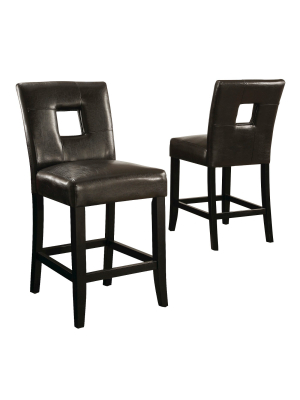 Set Of 2 24" Phelan Keyhole Counter Height Barstool Brown - Inspire Q