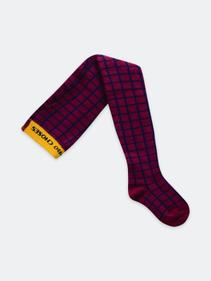 Bobo Choses Checkered Tights - Maroon/navy